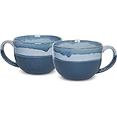Bosmarlin Extra Large Ceramic Coffee Mug, 23 Oz, Microwave and Dishwasher Safe, Big Oversized Tea Cup for Office and Home, Reactive Glaze (Blue)