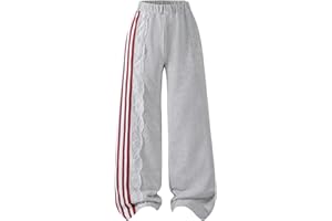 BEAUDRM Girl's Lace Baggy Pants Striped Sweatpants Wide Leg Parachute Pants for Joggers Hip Hop Dance