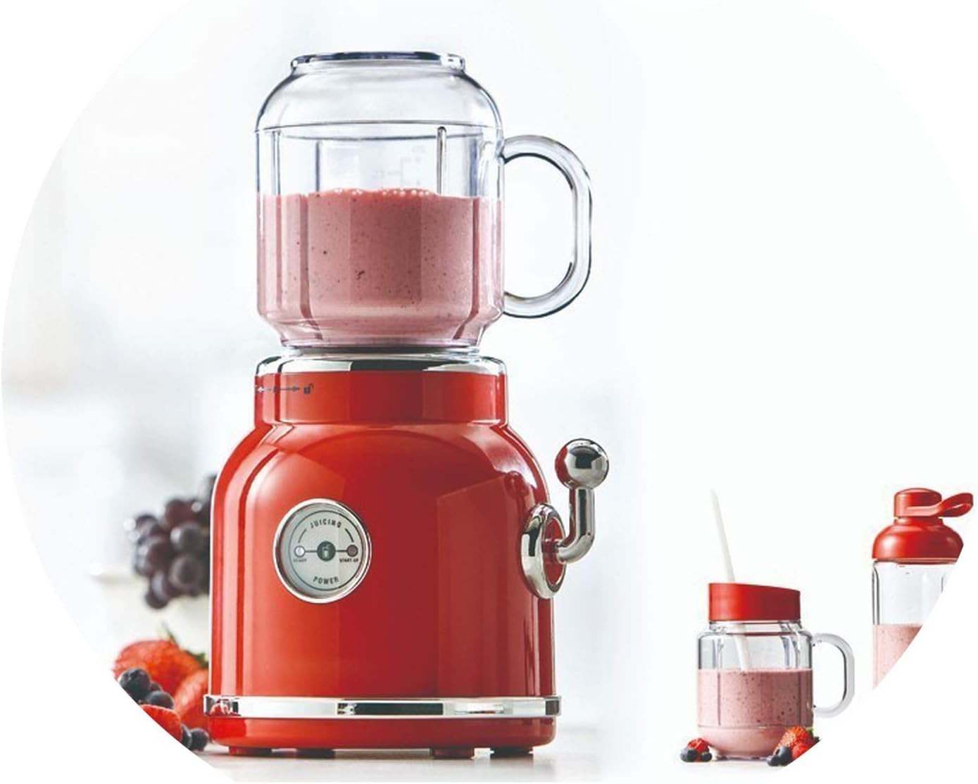 Portable Electric Blender Fruit Baby Food Juicer Milkshake Mixer,Red Plug