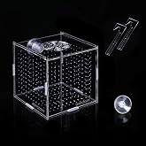 AWXZOM Acrylic Fish breeding Box, Acrylic Fish Isolation Box, Fish Separator for Aquarium, Hatchery Incubator with Suction Cups for Small Baby Fishes Shrimp Clownfish Guppy (3.9 * 3.9 * 3.9inch)