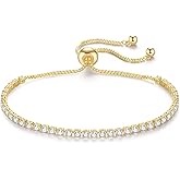 IPEPPY 925 Sterling Silver Cubic Zirconia Tennis Bracelet for Women Sparkling Classic 1mm Simulated Diamond Charm Chain Bracelets Bridal Wedding Birthday Jewelry Gifts for Wife Mom