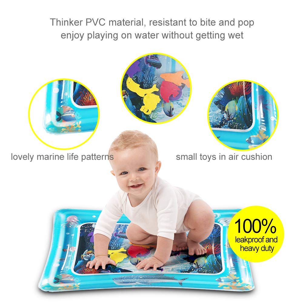 LAPPAZO Water Play Mat Inflatable Tummy Time Play Active Center for Baby\'s Stimulation Growth or Cooling the Pets