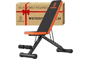 VENDUX Assembly-Free Workout Bench for Home Gym, Foldable Weight Bench Press, 660 LBS Stable Incline Decline Bench, Sit-Up Be