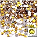 The Crafts Outlet 144-Piece Flat Back Round Rhinestones, 5mm, Golden Yellow