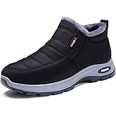 CrazySavage Mens Winter Warm Snow Boots,Wide Toe Lightweight Furry Lining Thermal Winter Shoes,with Arch Support,Casual Outdoor Slip On Waterproof Hiking Short Boots