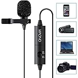 MAONO Lavalier Microphone,Lapel Mic with Omnidirectional Condenser for DLSRs,Camcorder, Video Camera, iPhone, iPad, Computer(236 inches)