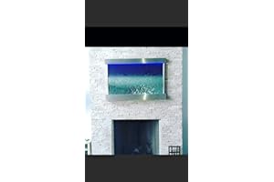JERSEY HOME DECOR Waterfall XXL 52"x35" Wall Fountain, Stainless Steel,Mirror Glass, Color Lights, Remote Ctrl
