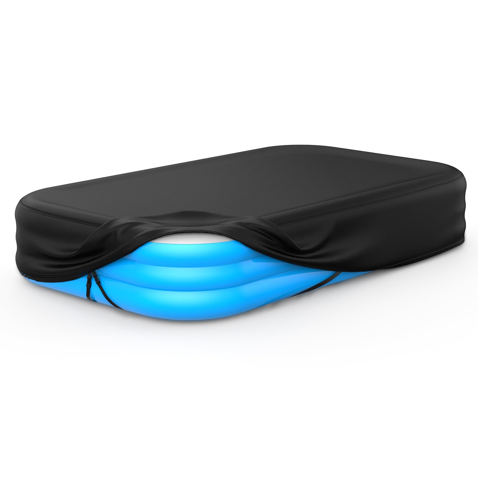 Photo 1 of Rectangular Pool Cover for Inflatable Pool, Fits Blow Up Pool Size 120" L x 72" W, Built-in Elastic Band and Extra Buckle to Prevent Slipping, 10' x 6' Rectangle Above Ground Swimming Pool Cover