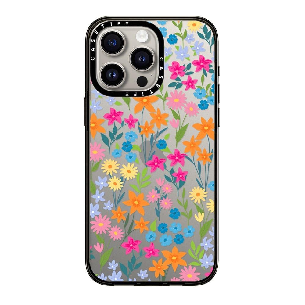 CASETiFY Compact Case for iPhone 15 Pro Max [2X Military Grade Drop Tested / 4ft Drop Protection] - bright spring flowers - Clear Black — image 1
