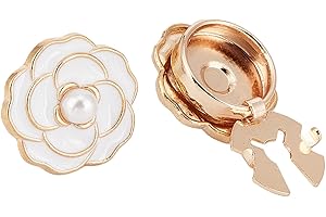 NICENEEDED 2PCS Button Covers for Women, Flower Cufflinks Flower Cuff Links Button Covers, Detachable Embellishments for Jean