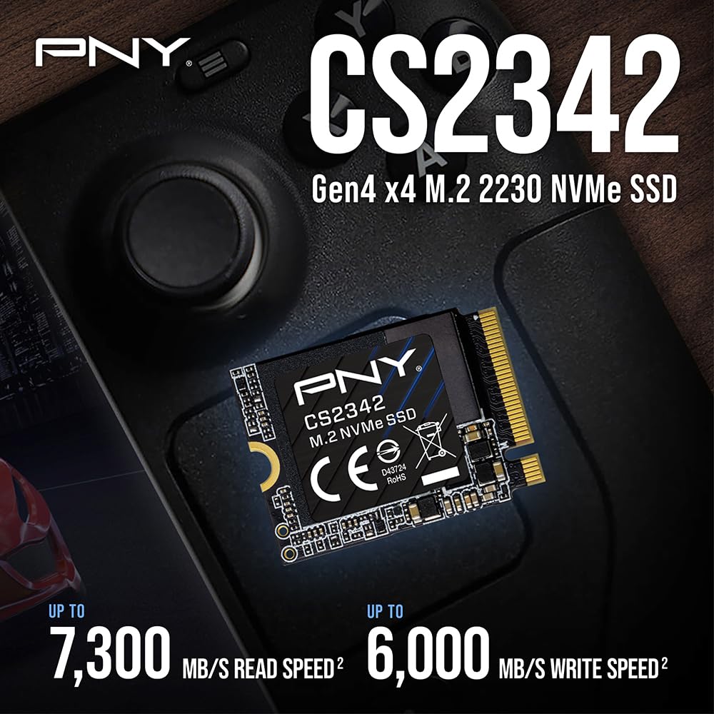 PNY CS2342 1TB Gen4 PCIe NVMe M.2 2230 3D NAND SSD – Up to 7,300/6,000 MB/s – PC/Laptop/Gaming Upgrade – Perfect for Steam Deck, ASUS ROG Ally, MSI Claw – Internal Solid-State Drive M230CS2342-1TB-TB