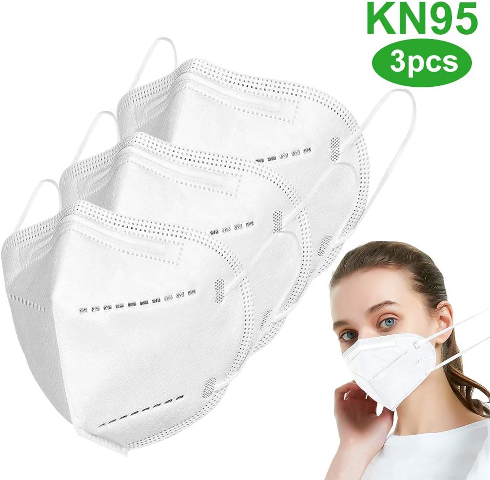3Pcs KN95 Mask PM2.5 Proof Disposable Face Mask Earloop Medical Surgical Respirator Mask Effectively Protect Breathable Masks for Bacteria Protection, Dust,Fog, Smoke, Gas