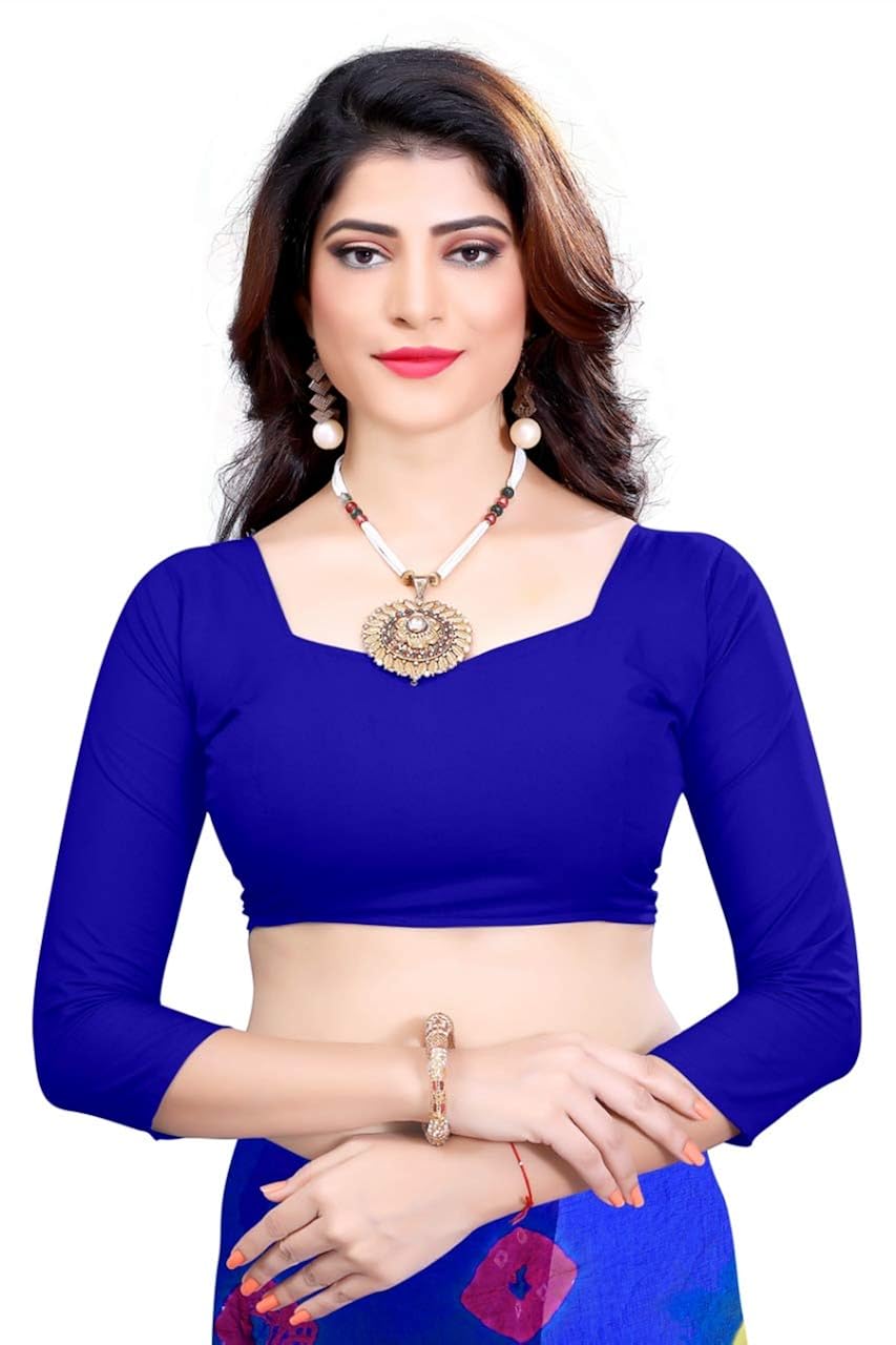 amyaa fashion women's chiffon saree with blouse piece (amyaa blue saree)