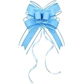WEWILUCK Gift Wrap Bows Big, Blue Bow for Gift Baskets, Flower Bouquet, Paper, Pull Bows for Gift Wrapping, Gift Bag, Box, Baby Showers, Hanukkah(6 inches, 15PCS)