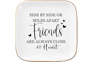 COZITED Friend Gifts for Women Trinket Dish Jewelry Tray - Side By Side...Friends Are Always Close At Heart, Long Distance Friendship Gifts for Women Best Friend Birthday Christmas Going Away Gift