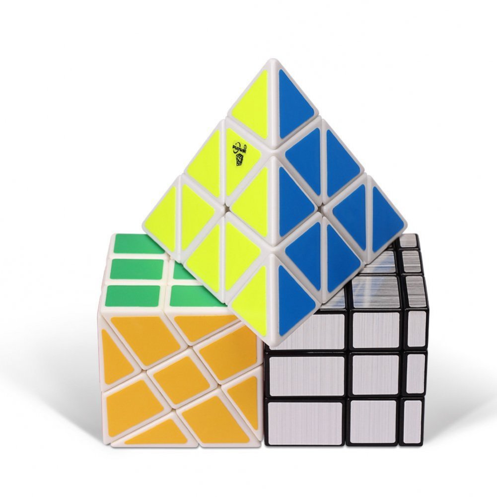 Playwin Aliens speed cube Mirror Pyramid Wheel cube puzzles Collection（White）