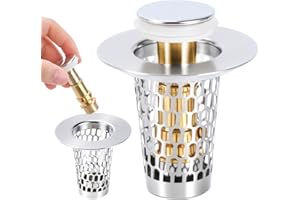 Anteecana Bathroom Sink Drain Stoppers with Hair Catcher for 1.15-1.6 in,Universal Pop Up Filter Stainless Steel Sink Drain Stopper,Bathroom Sink Hair Catcher