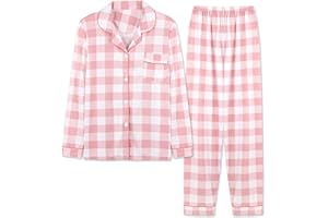 SODOPO Pajamas Sleepwear for Womens Lapel Button-Down Lightweight Flannel 2-Piece Loungewear Soft Warm Flannel Pj's Sets 2023