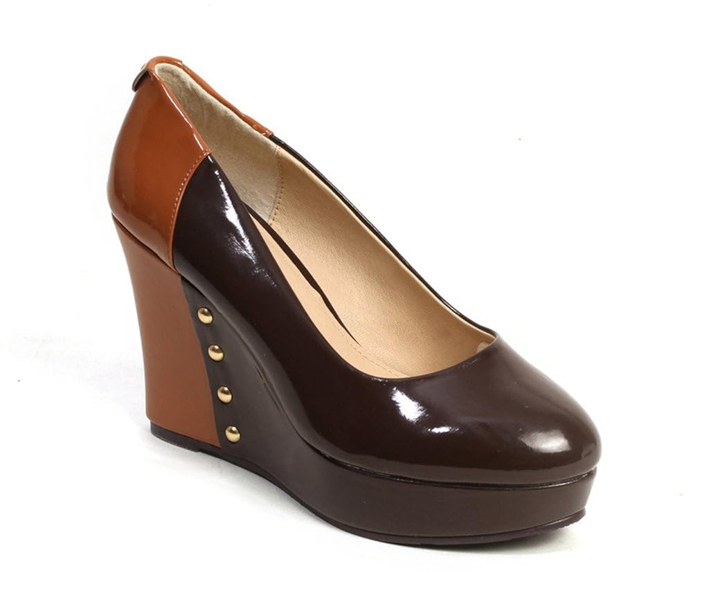 bello pede women's studded brown wedge