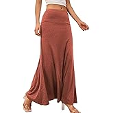 SEAFORM Women's Casual Mid Long Skirts Stretchy Ultra-Soft Flowy Maxi Formal Skirts High Waist Lounge Skirts for Women