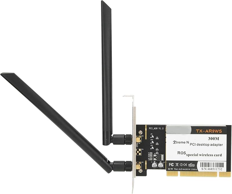 Dilwe TX-AR9WS AR9220 PCIe WiFi Card 300Mbps 802.11b/g/n 2 Antennas Windows