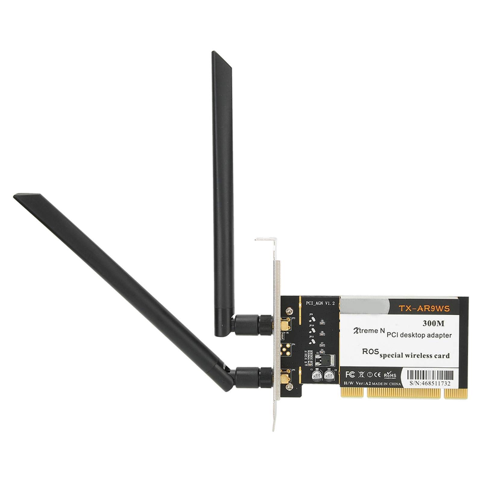 TX-AR9WS AR9220 PCIe WiFi Card, 300Mbps Wireless WiFi Network Card with 2 Antennas, 802.11b/g/n PCI Express Wi-Fi Adapter for WIN XP/WIN7/WIN8/WIN10, Support Shared WIFI