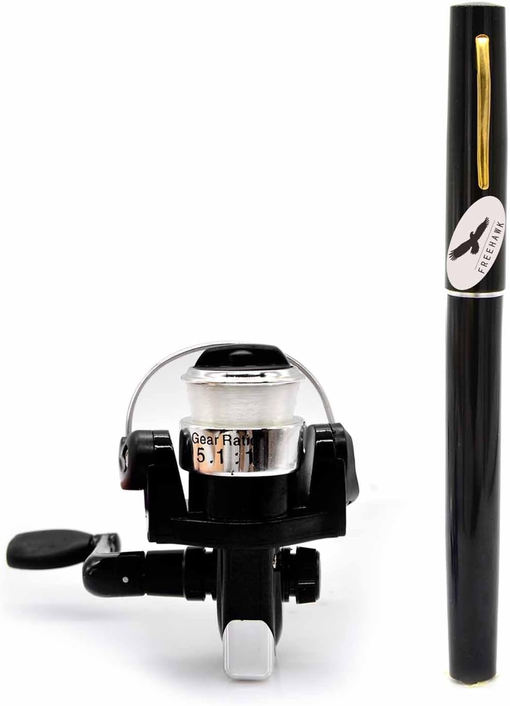 Freehawk Portable Telescopic Mini Pen Fishing Rod Mini Aluminum Pocket Pen Carbon Fiber Fishing Pole Travel Fishing Rod Pocket Sea Rods ISO Fishing Rods + 2000 Spinning Fishing Reel