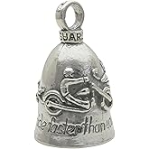 Guardian Bell Good Luck Bell w/Keyring & Black Velvet Gift Bag | Motorcycle Bell | Lead-Free Pewter | Made in USA