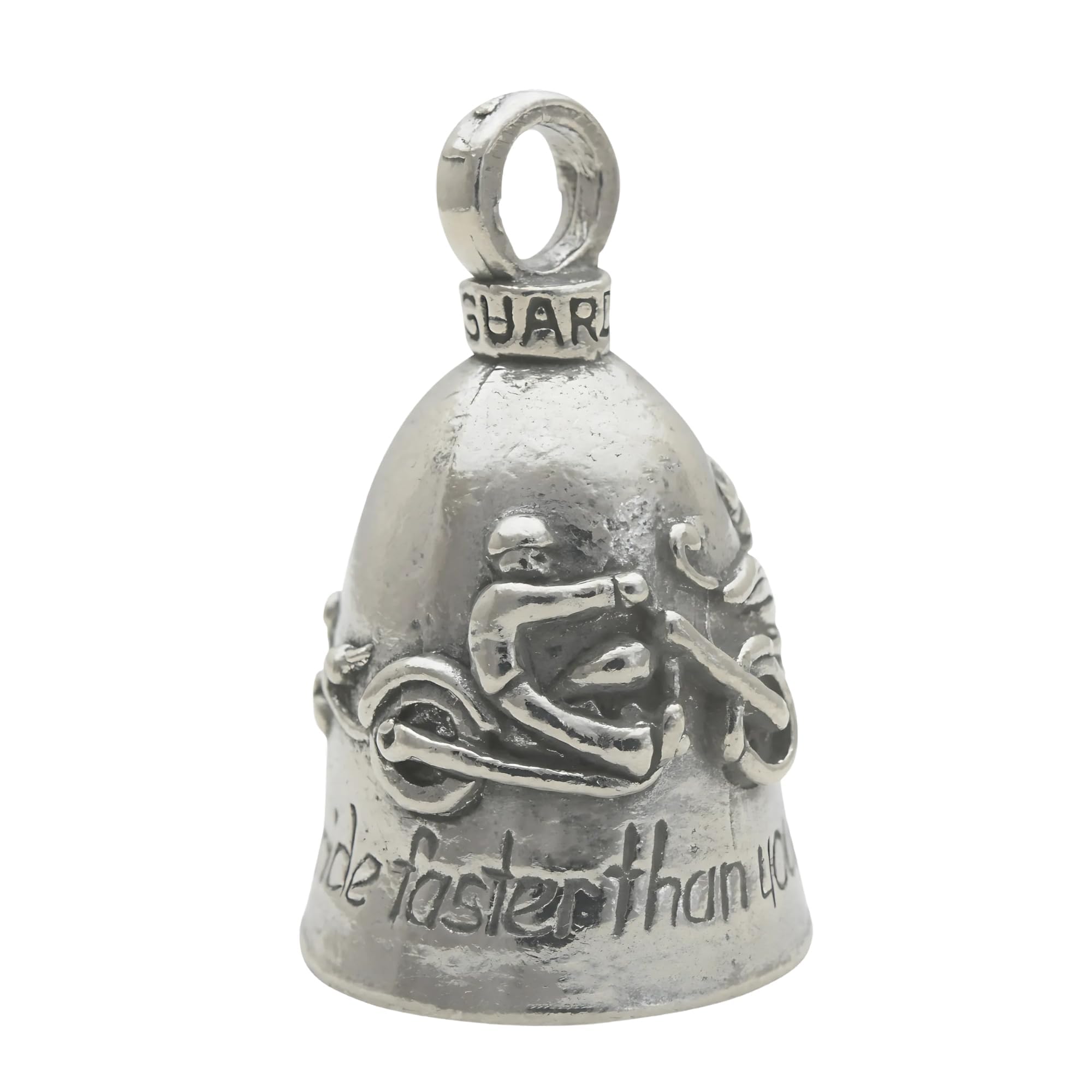 Guardian Never Ride Faster Than Your Angel Can Fly Motorcycle Biker Luck Riding Bell or Key Ring