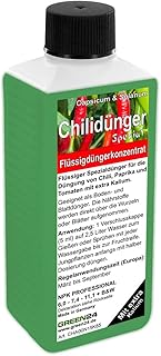 GREEN24 Chilidünger Paprikadünger Spezial Capsicum, zum düngen von Chili (Chilli) Peperoni Paprika und auch Tomaten, Flüssig - Dünger der Profi Linie