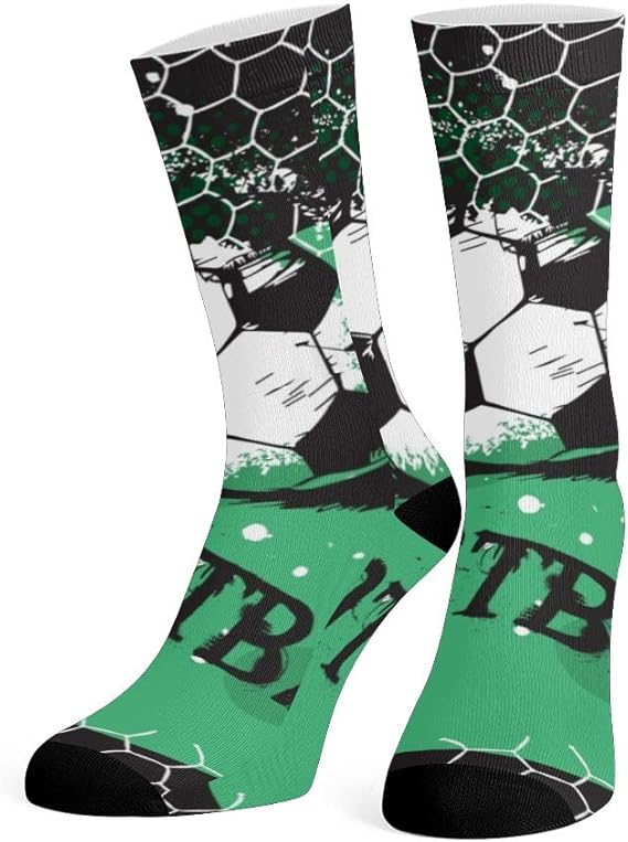 XOZOTY Custom Funny Novelty Football Green Check Crew Socks for Mens Womens Clothing