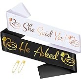 Generic He Asked & She Said Yes Sashes Kit, Funny Rose Gold Bride to Be Sash & Gold Groom to Be Sash for Wedding Engagement Bachelorette Bridal Shower Party Decor Favors Funny Gifts (White and Black)