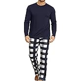 KUYIGO Men 2 Piece Pajamas Set Plaid Sleepwear Loungewear Nightwear PJ Sets