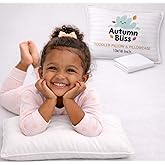 Autumn Bliss Co Toddler Pillow 13x18 with Organic Cotton Pillowcase – Hypoallergenic, Washable Kids Pillow for Sleeping and Travel, Gentle Support for Ages 2–5