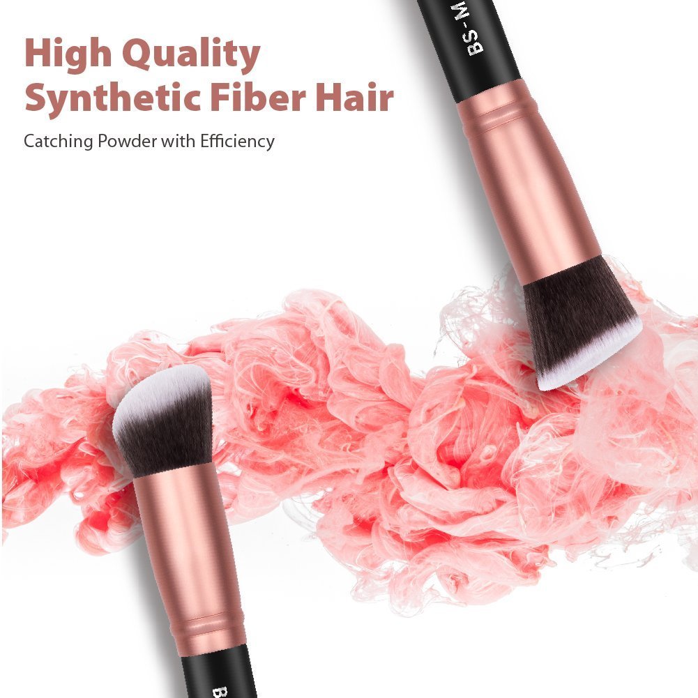 BS-MALL Makeup Brushes Premium Synthetic Foundation Powder Concealers Eye Shadows Makeup 14 Pcs Brush Set, Rose Golden, 1 Count: Beauty