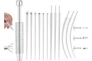 GEMQUEEN Piercing Taper Ball Grabber Tool for Changing Jewelry - 14G 16G 18G 20G Stainless Steel Flat Back Earrings Applicator Tool Threadless Insertion Pin Thread Body Piercing Kit for Ear Nose Lip
