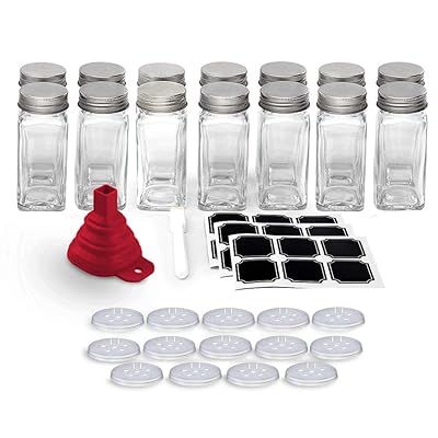 14-Piece Square Glass Spice Jar Set with Shaker Kuwait Ubuy