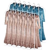 Garment Bags for Closet Storage (set of 12) Wedding Dress Garment Bag Clothes Bags for Storage Plastic Waterproof Dress Cover with Zipper for Dresses, Coats, Uniforms, Long Coats, Trench 24'' x 60''