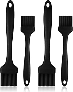 Naomo Silikon Backpinsel, Grillpinsel, BBQ Pinsel, Bratenpinsel für Backwaren und Grill (Set of 4, Schwarz)