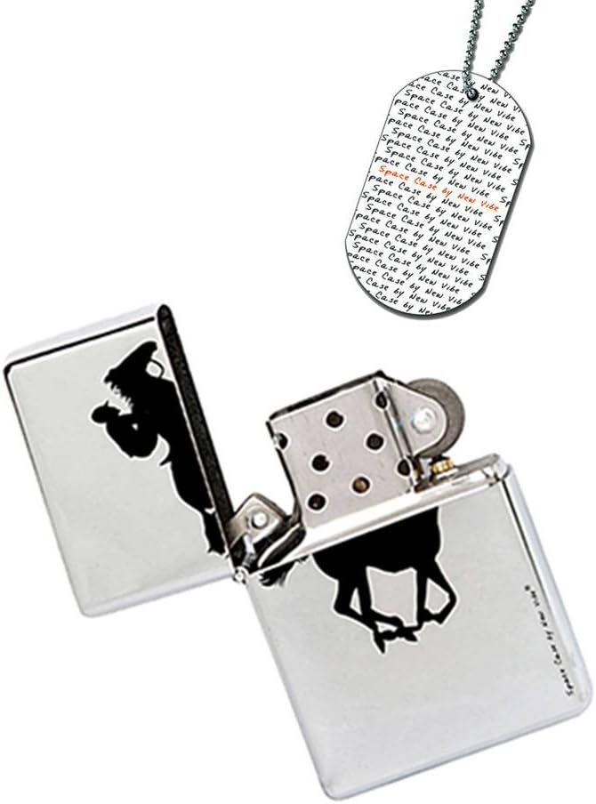 New Vibe Silver Flip Top Lighter - Horse Race