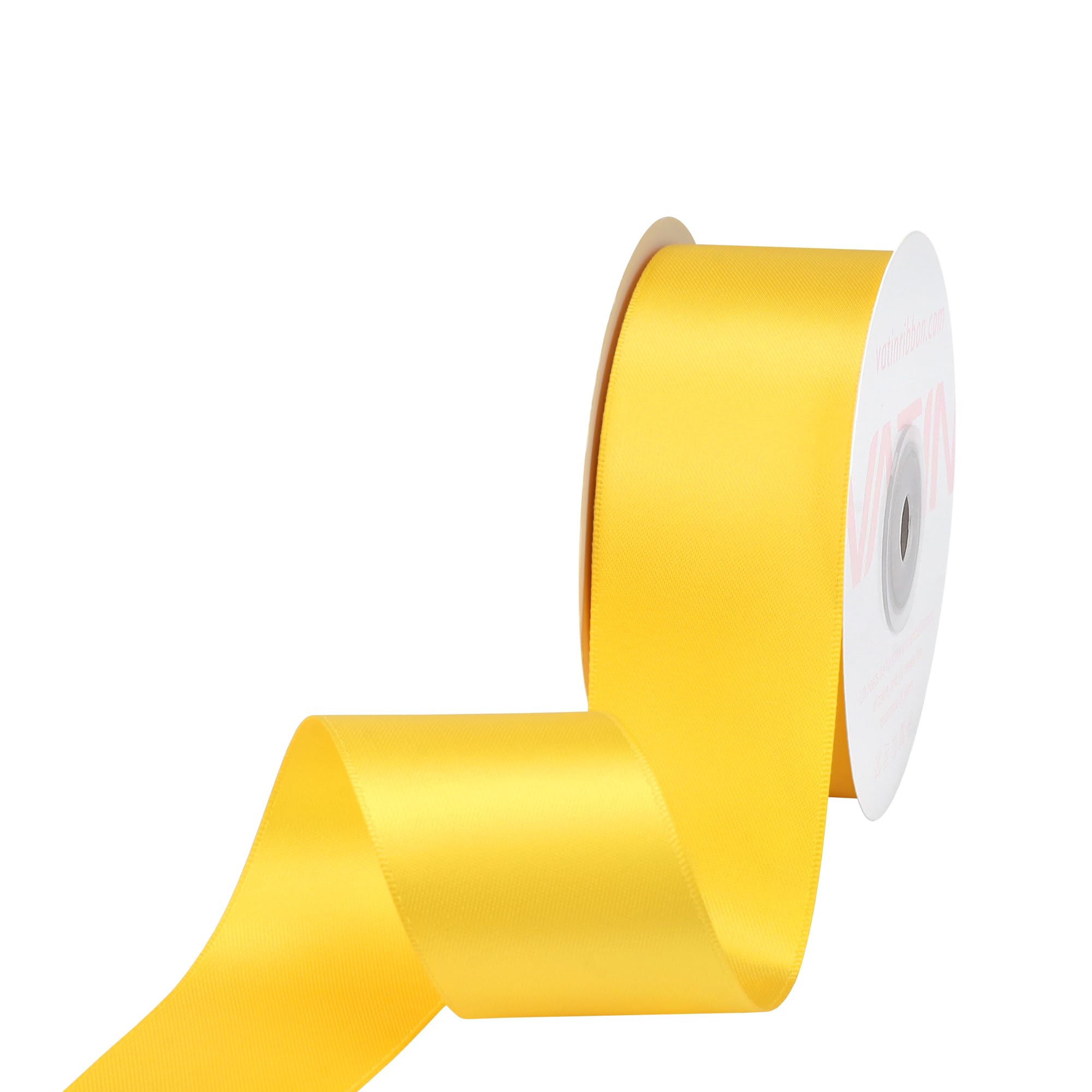 VATIN 38mm Wide Double Faced Polyester Maize Yellow Satin Ribbon Continuous Ribbon -23 Metre, Perfect for Wedding, Gift Wrapping, Bow Making& Other Projects