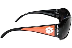FROM THE HEART GonHui InvitationHouse Clemson Tigers Black Sunglasses with Logo and Crystal Clear Rhinestones for Ladies