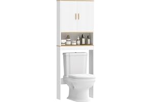 HOMCOM Over the Toilet Storage Shelf, 3-Tier Over Toilet Bathroom Organizer Space Saver with Adjustable Shelf, Freestanding f
