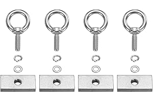 PATIKIL M6 x 20mm Eye Bolt Set, 4 Pcs 304 Stainless Steel Lifting Ring Threaded Shoulder Eyebolt with Nuts Spring & Flat Wash