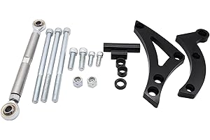 YUCHENSHLP Set of Black Billet Aluminum Alternator Bracket for Small Block Mopar Chrysler SB 318 340 360 Engines,V-Belt and Serpentine Applications
