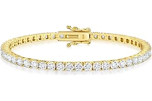 KRKC&CO KEEP REAL KEEP CHAMPION KRKC&CO Lab-Grown Moissanite Tennis Bracelet Women, Luxury Anniversary Wedding Bridal Gift for Wife, 2.2-13.8 ct.tw, D Color VVS1, 925 Sterling Silver 14K Golden Plated, Hypoallergenic, Everyday Jewelry