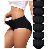 LEVAO Women's High Waisted Seamless Underwear No Show Full Coverage Briefs Stretchy Invisible Panties Cheeky Pack of 6