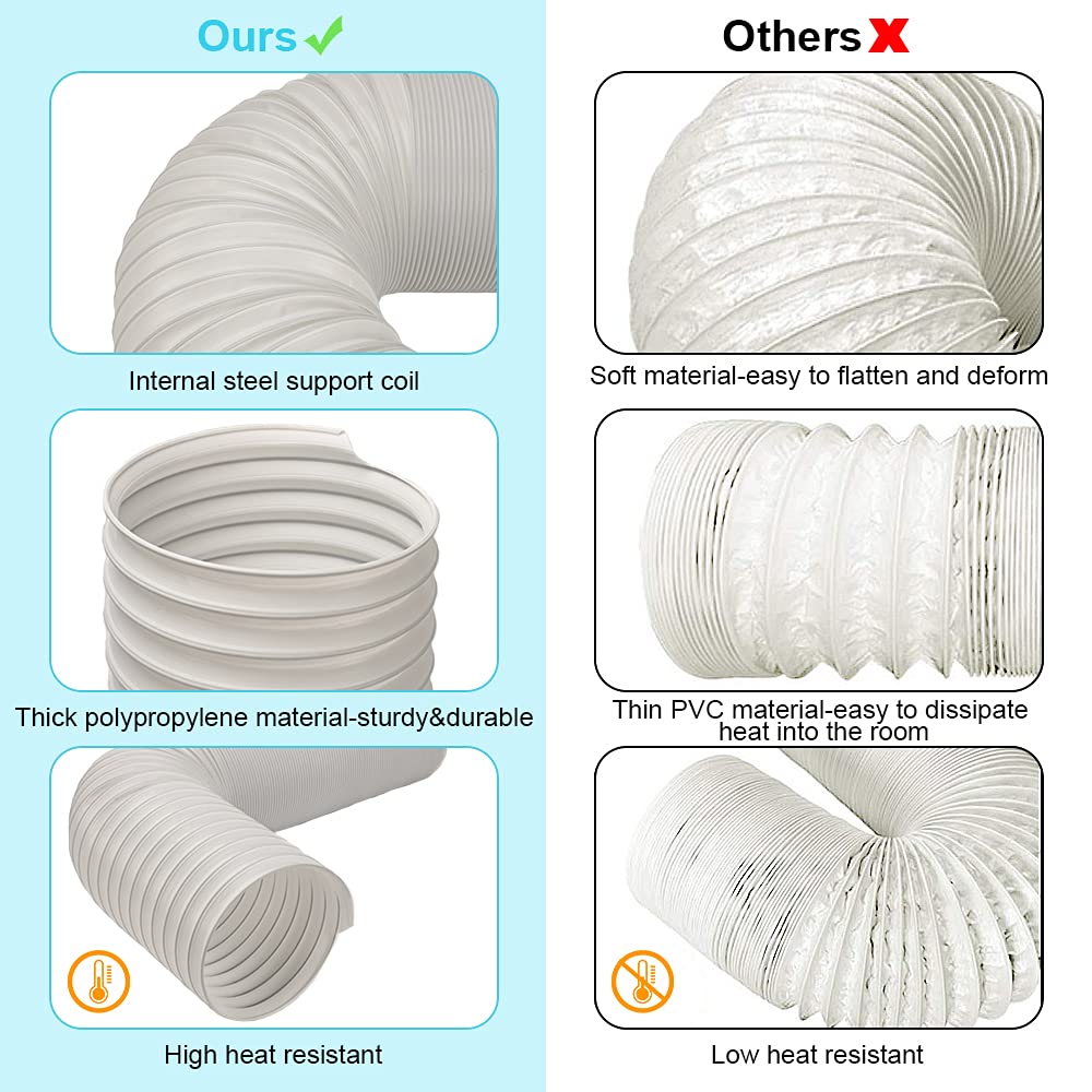 BEWAVE Portable Air Conditioner Hose, Portable Exhaust Vent Hose with 5.9 Inch Diameter, Universal Replacement AC Vent Hose Length up to 59