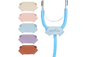 CRAFTYMELODY 5Pcs 5 Colors Stethoscope Name Leather Tag Imitation Leather Custom Stethoscope Charms ID Tag Accessorie Stethos