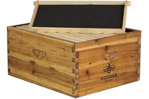 Hoover Hives 10 Frame Langstroth Deep Brood Box Dipped in 100% Beeswax Includes Wooden Frames & Waxed Foundations (Unassembled)